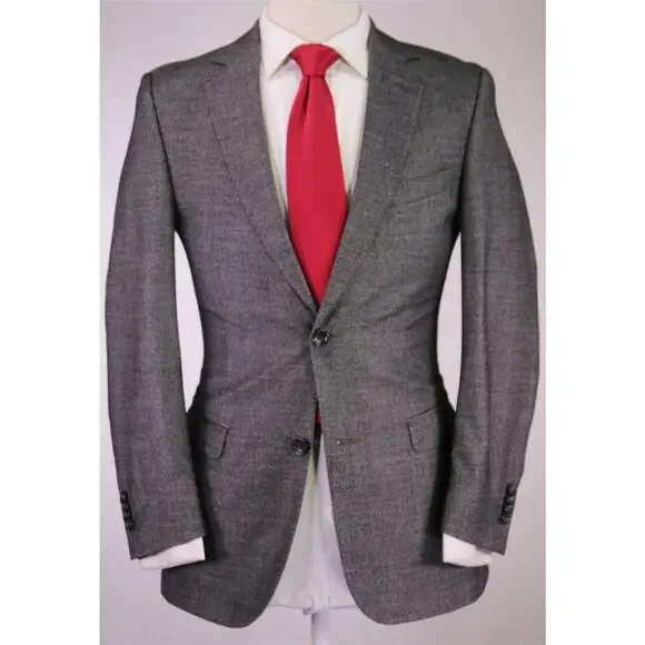 Richard James Gray/Black Tic Woven 2-Btn Slim Fit Wool Suit 36S - Picture 2 of 10